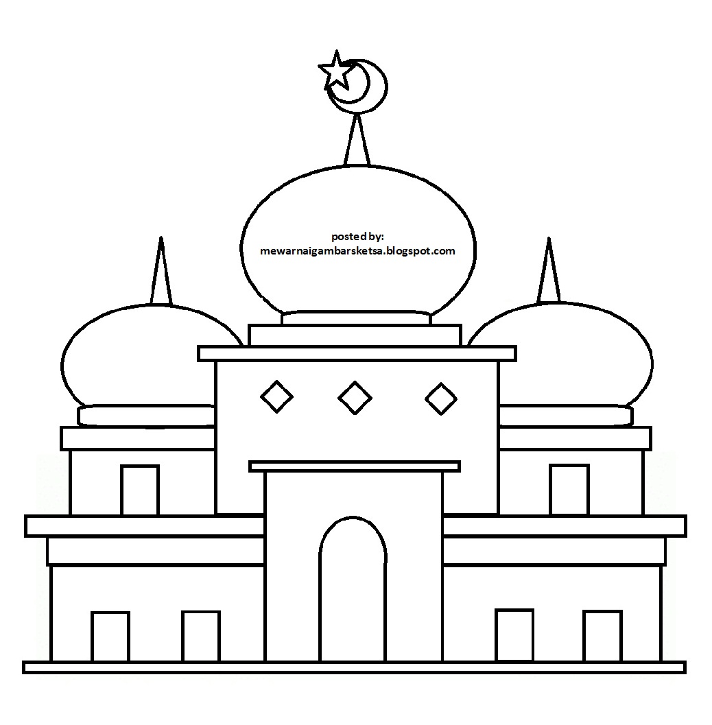 Gambar  Gambar  Mewarnai Contoh Masjid  Tempat Ibadah Rebanas 