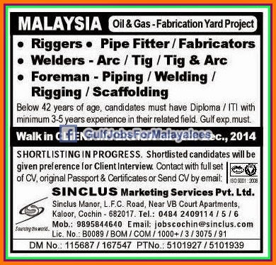 Gulf Jobs for Malayalees: malaysia