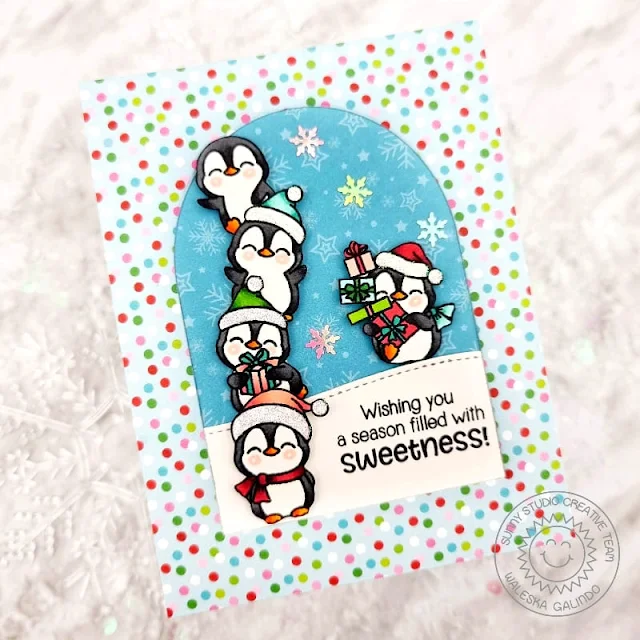 Sunny Studio Stamps: Penguin Party Holiday Card by Waleska Galindo