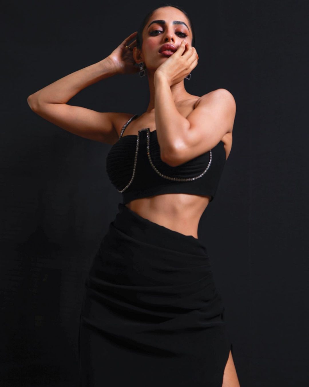 Priya Banerjee black top skirt hot photoshoot rana naidu actress