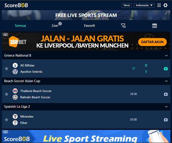 Score 808, Alternatif Streaming Terbaik 2023