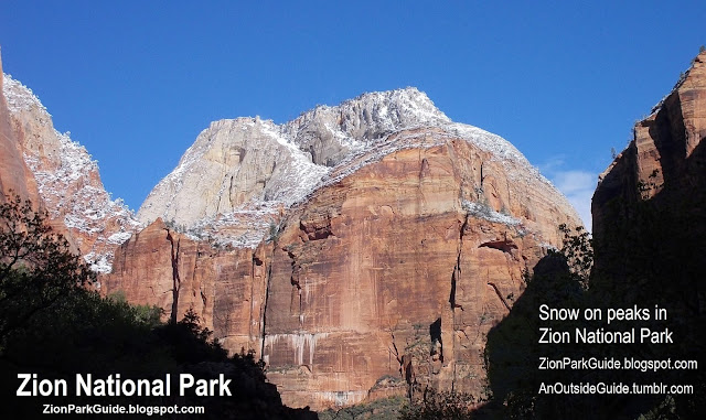 Snow on Peaks in Zion National Park
