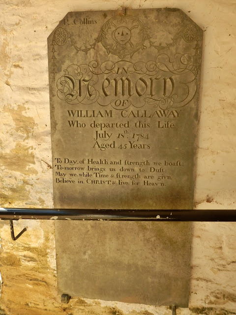 A memorial from 1784 for William Callaway, St.Clement church, Cornwall