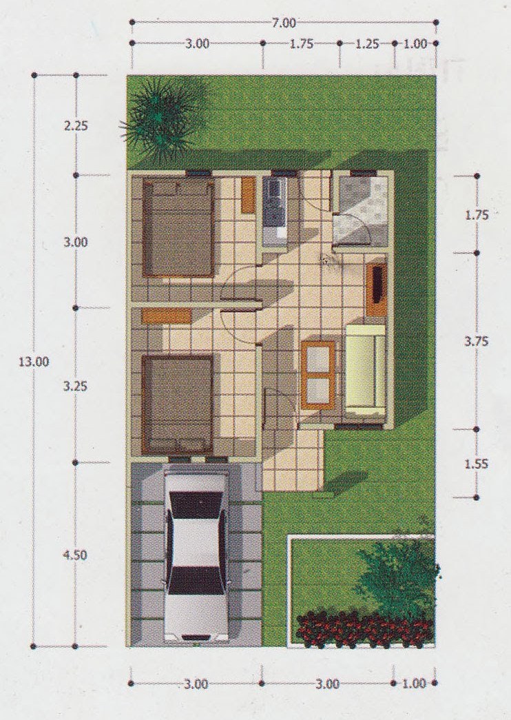 Desain Rumah  Minimalis 2014 Denah  Rumah  Type 36