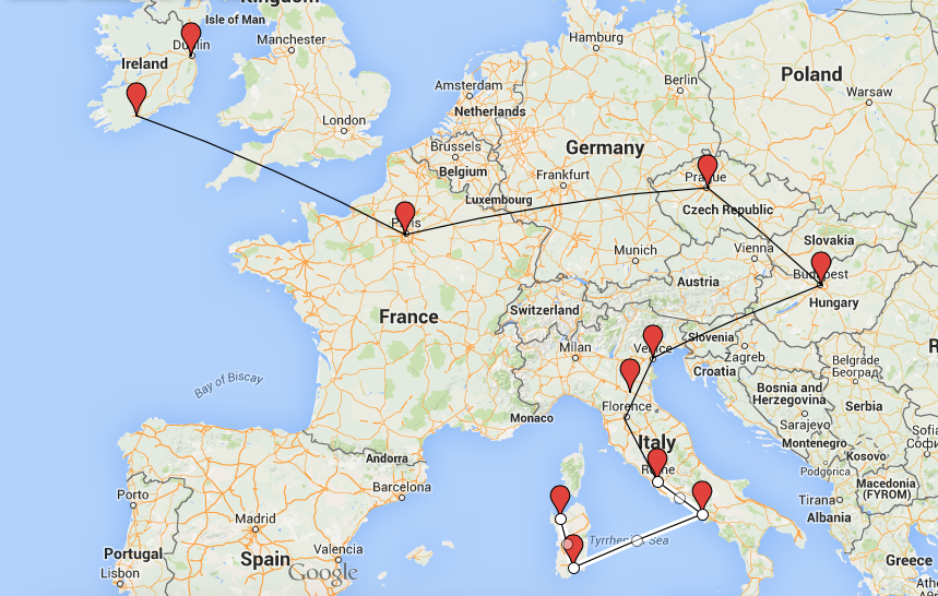 Backpacking Through Western Europe Itinerary - Map