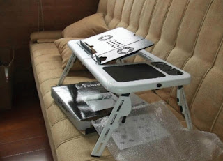 Jual Meja Laptop E-Table Dengan 2 Cooling Pad Portable