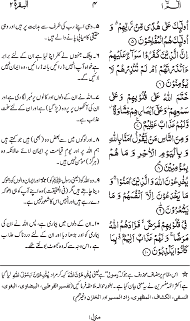 AL QURAN 2-Surah Al Baqarah ayat 5-10 in urdu translation