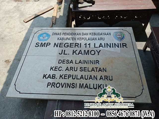 Papan Nama Prasasti Sekolah Bahan Marmer, Model Nameboard Ukuran Besar