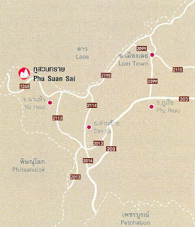 Phu Suan Sai Map, Loei Province at thailand-mountains.blogspot.com