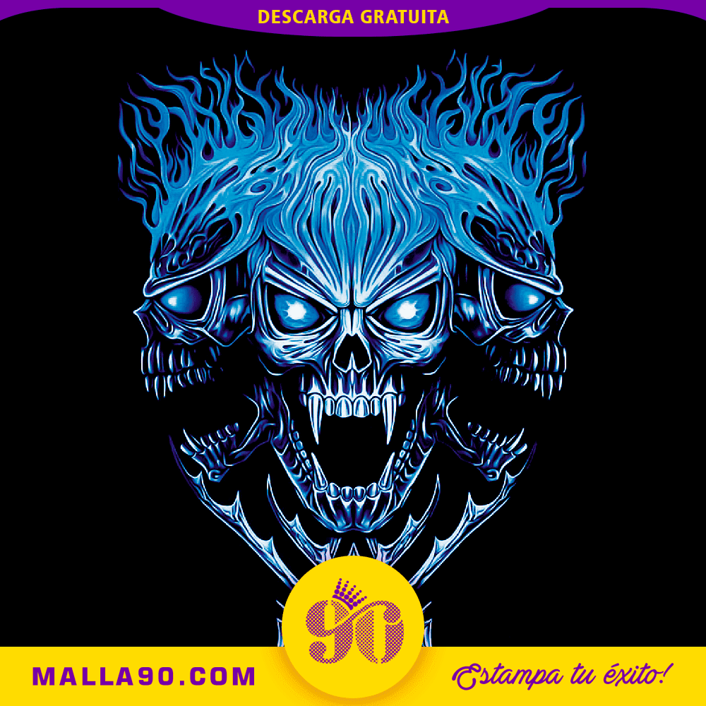 Diseño de Calavera fuego azul