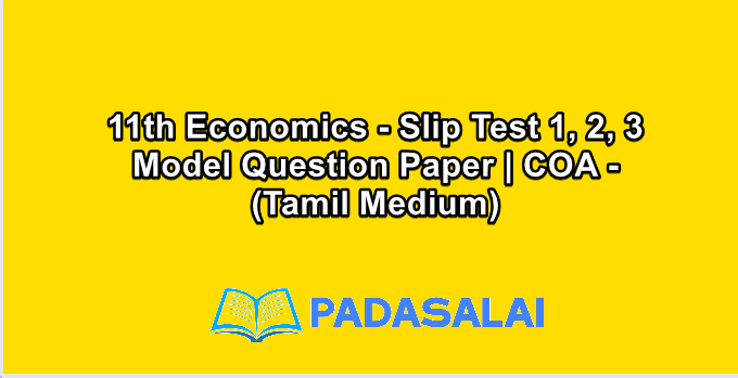 11th Economics - Slip Test 1, 2, 3 Model Question Paper | COA - (Tamil Medium)