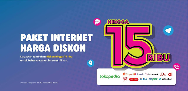 Diskon 15 Ribu Beli Paket Internet AXIS di MarketPlace (Tokopedia, Lazada, Bukalapak, Shopee, dll)