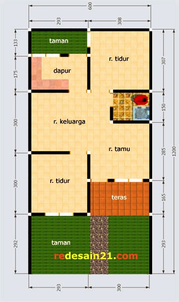 Desain Rumah Sederhana Type 48 Luas Tanah 72 M2  ReDesain21.Com 