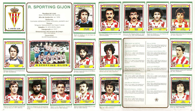 Álbum FUTBOL 84. Temporada 1983-83. Liga de 1ª y 2ª División, España. Editorial Panini. REAL SPORTING DE GIJÓN. Escudo, CASTRO, JOAQUÍN, MESA, URÍA, ELOY. RIVERO, Equipo, REDONDO, URRECHO, ABEL. MACEDA, JIMÉNEZ, ESPINOSA, CUNDI, SAVIC, FERRERO.