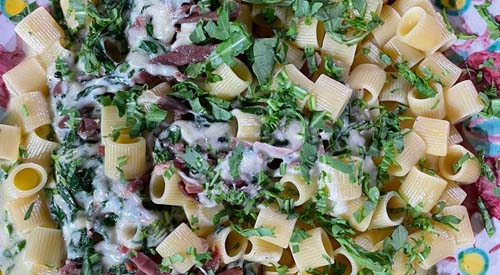 Pasta con rucola, squacquerone e crudo ricetta Daniele Persegani