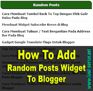 Cara Memasang Widget Random Posts Untuk Blogger