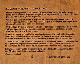 Tío Mollino es reseñado por Luis Soler en la contraportada de su único disco