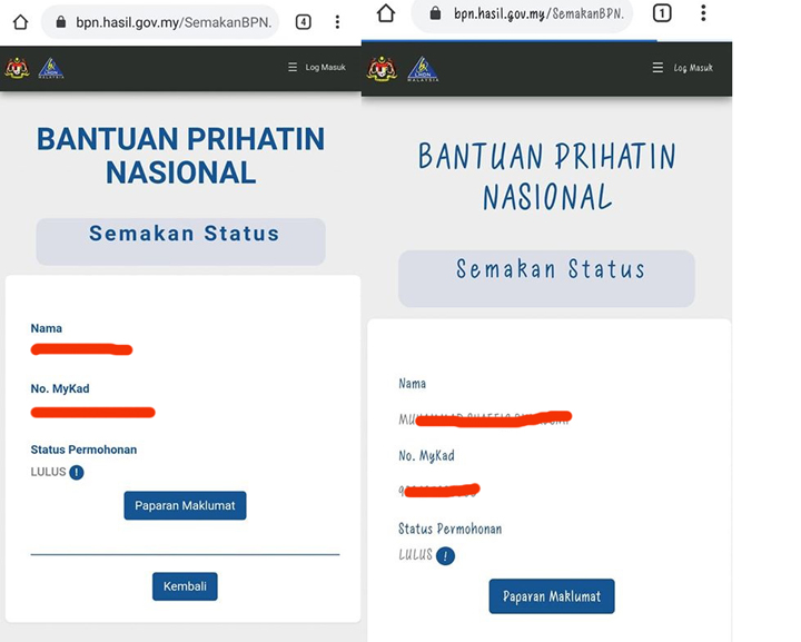 Bantuan Prihatin Nasional Pendaftaran - Sumpah o