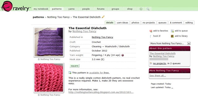 Ravelry screen shot