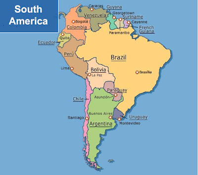 Simple political map of South America