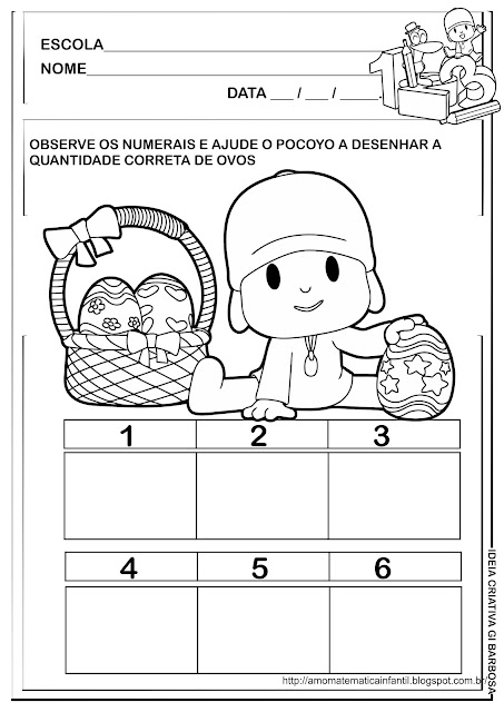 Atividade Pocoyo Páscoa Número e Quantidade