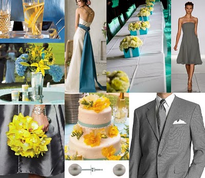 blue and yellow wedding centerpieces