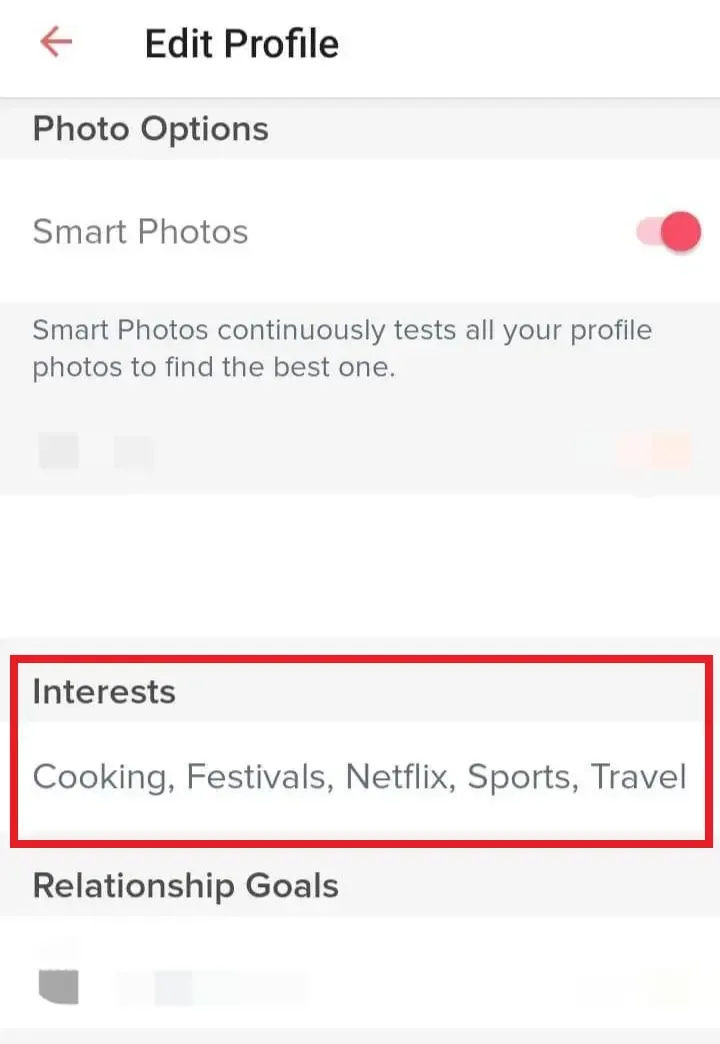 Select Tinder interests