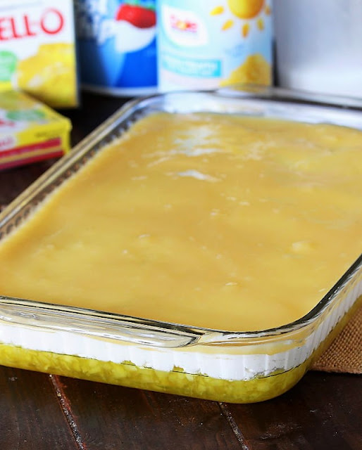 Layered Pineapple Jello Salad in Pan Image