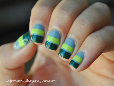 Striping Tape Mani for Fall (Green & Grey Combo)