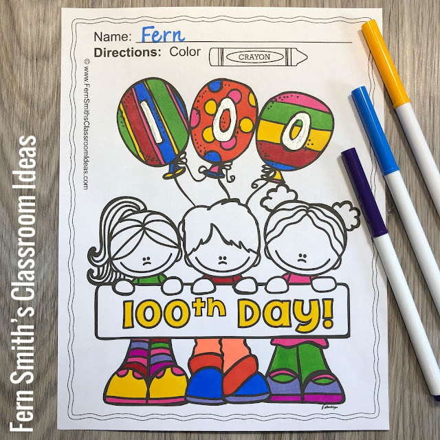 100th Day of School Coloring Pages Dollar Deal! Your Students will ADORE these Coloring Book Pages for the 100th Day! Add it to your plans to compliment any 100th Day Unit! 10 Coloring Pages For Some 100th Day Fun! Also available, 100th Day of School Coloring Pages Dollar Deal with Differentiated Seasonal Vocabulary!  Your Students will ADORE these Coloring Book Pages for the 100th Day! Add it to your plans to compliment any 100th Day Unit! 10 Coloring Pages For Some 100th Day Fun!  Fern Smith's Classroom Ideas