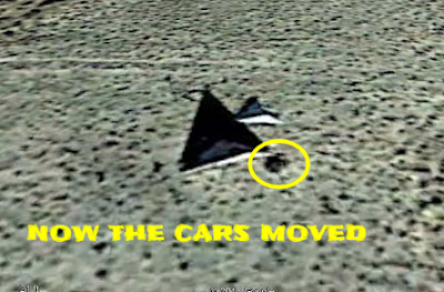 The Black triangle TR3b from various different angles and the car.