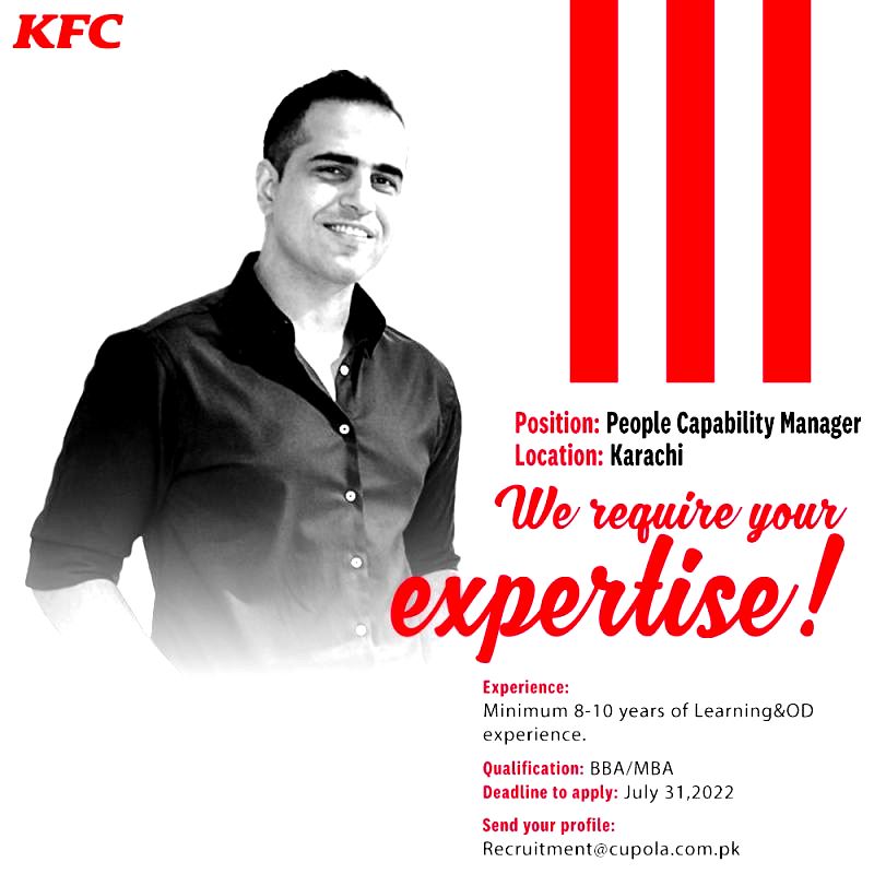 KFC Pakistan New Jobs For People Capability Manager