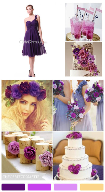 Purple One-shoulder Chiffon Knee-length Bridesmaid Dress