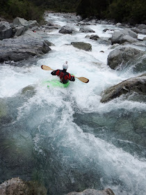 Chris Baer, making his way down stream on the Taipo, New Zealand, kayaking