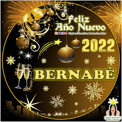 Nombre BERNABÉ por Año Nuevo 2022 - Cartelito mujer