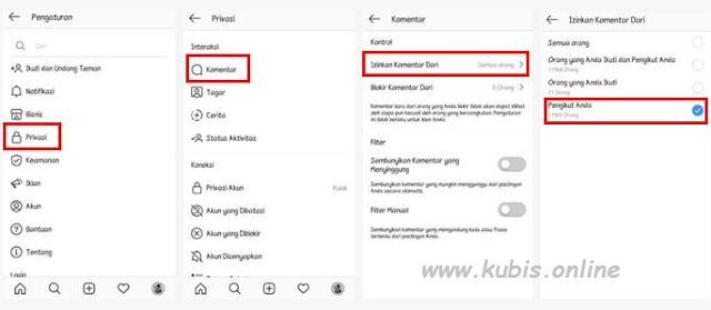 Cara Membatasi Komentar Instagram