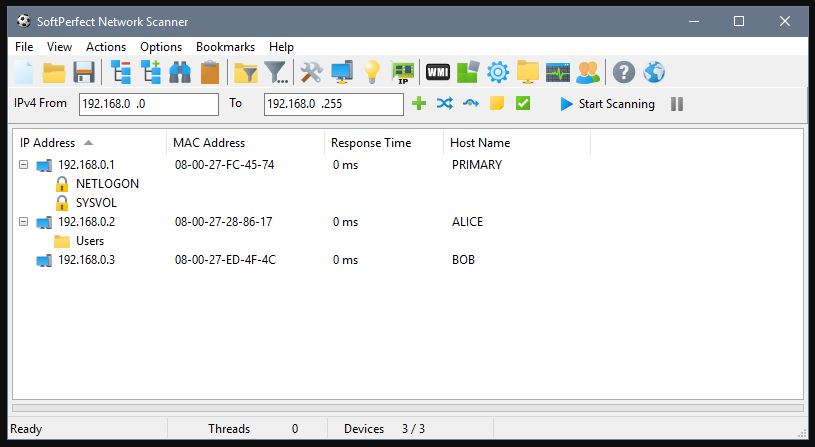 fitur scan ip hingga mac address di network scanner by softperfect