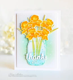 Sunny Studio Stamps: Daffodil Dreams and Vintage Jar Thank You Card by Kay Miller.