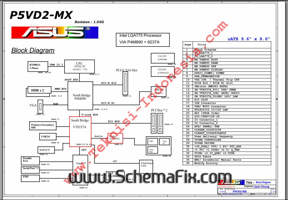 Asus P5VD2 MX Rev 1 03GPDF Schematic