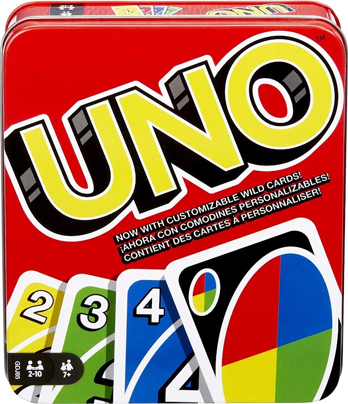UNO Family Card Game, with 112 Cards in a Sturdy Storage Tin, Travel-Friendly, Makes a Great Gift for 7 Year Olds and Up​