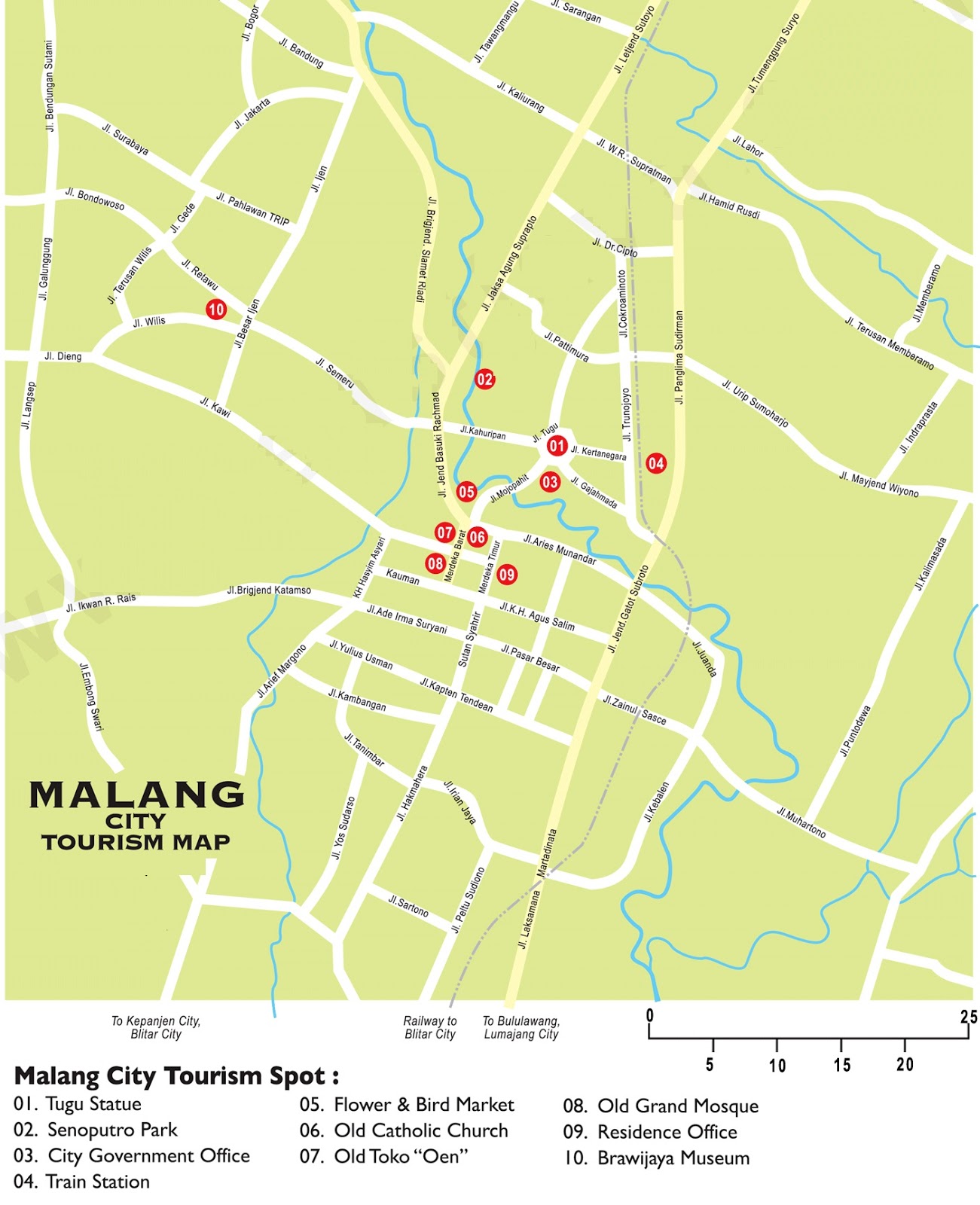 AMAZING INDONESIA MALANG  CITY AND DISTRICT MAP 