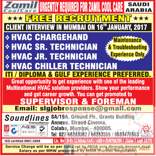 Zamil CoolCare KSA Urgent Jobs - Free Recruitment