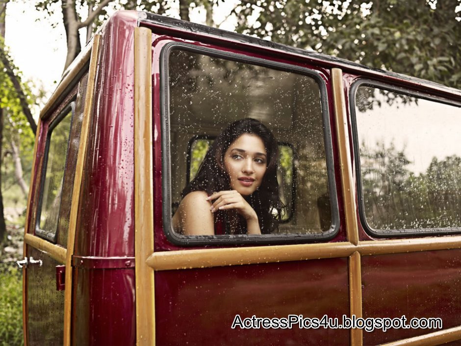 Tamanna In Vintage Car Photoshoot