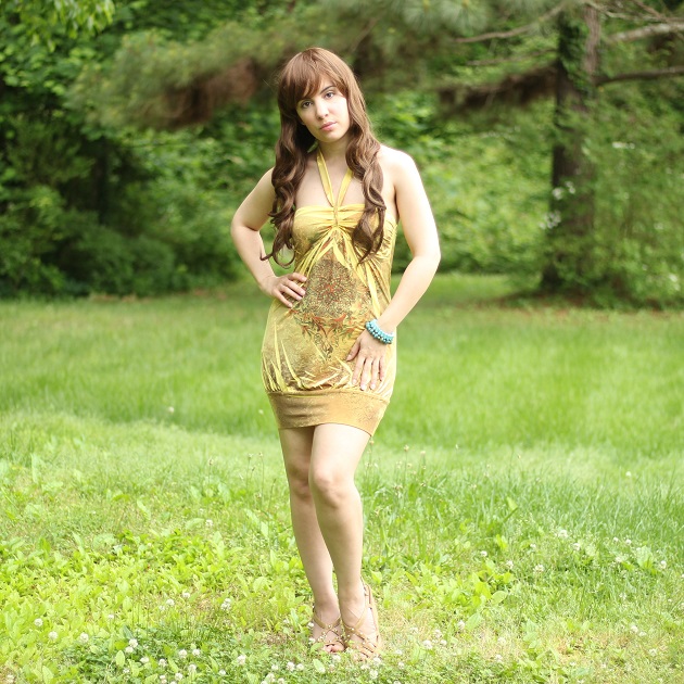 Yellow Print Mini Dress