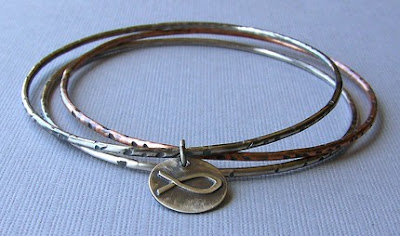 Ichthys Charm Sterling Silver Bangle Bracelet Set