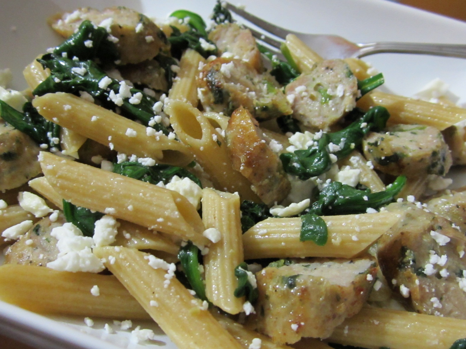 Recipe: Chicken Sausage Pasta with Spinach and Feta Cheese ...