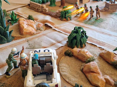 Using army men and toy soldiers to wargame a free wargame called chain reaction by THW; two hour wargame. Free wargame rules to use with army men.