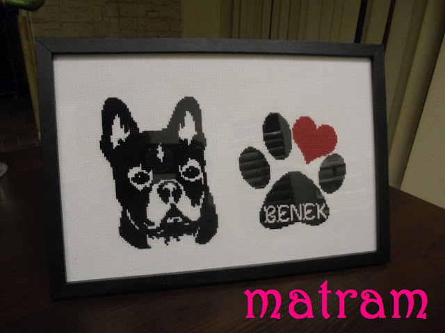 cross stitch french buldog