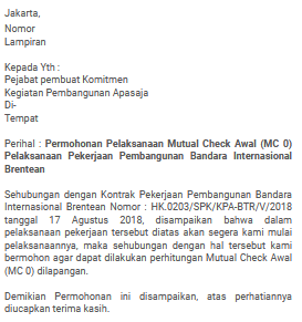 Contoh Surat Addendum Pekerjaan Tambah Kurang