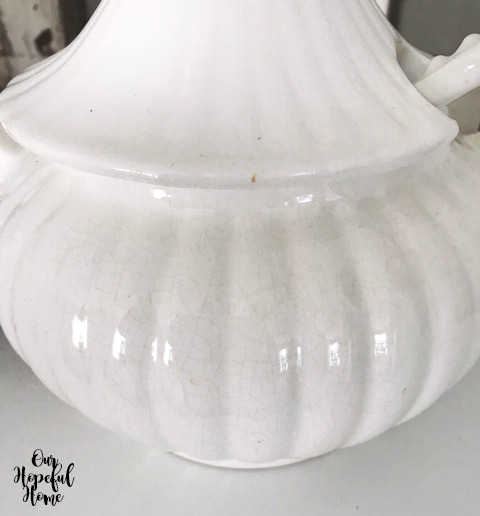 white ironstone crazing vintage